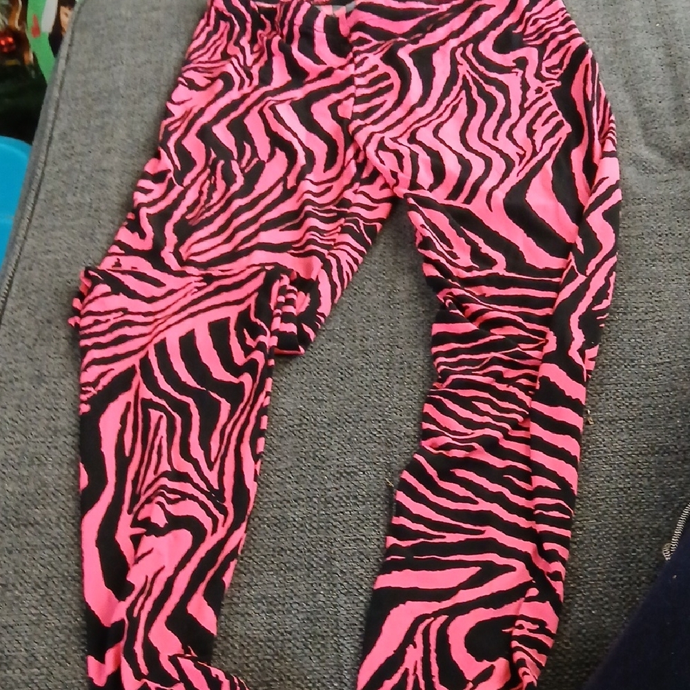 Body Central Kids Zebra Print Leggings - Pink and Black